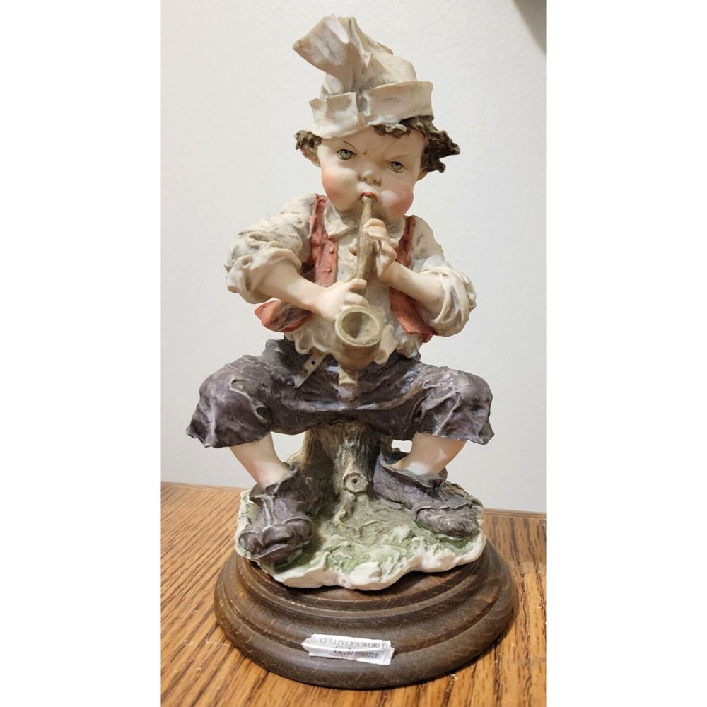 Giuseppe Armani “Gullivers World" Boy With Saxophone Horn Figurine 8.5 Inches